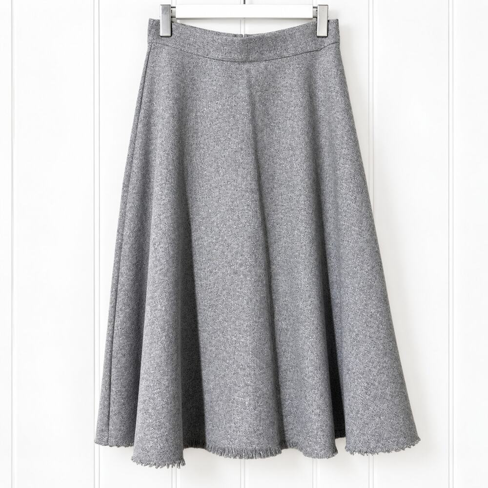 Silence + Noise Skirt Womens M Gray A Line Flare Midi Raw Hem Urban Outfitters
